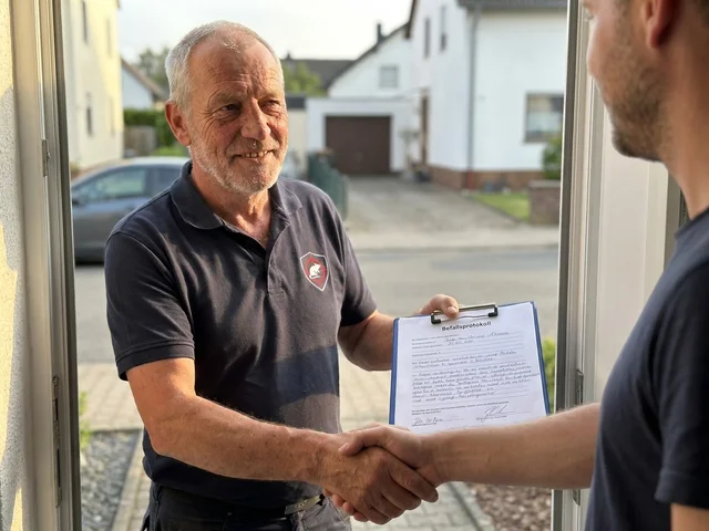 Übergabe des Befallsprotokolls an der Haustür